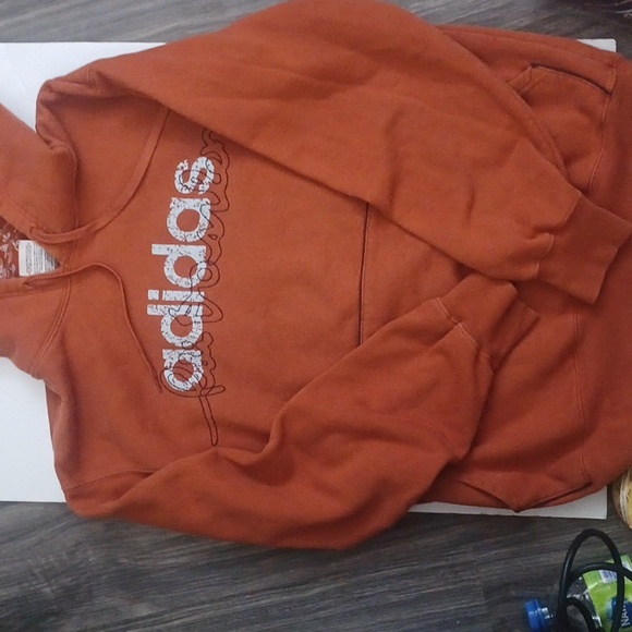 adidas rare burnt orange hoody has signature pattern of founder slouchy mensM - Picture 3 of 10